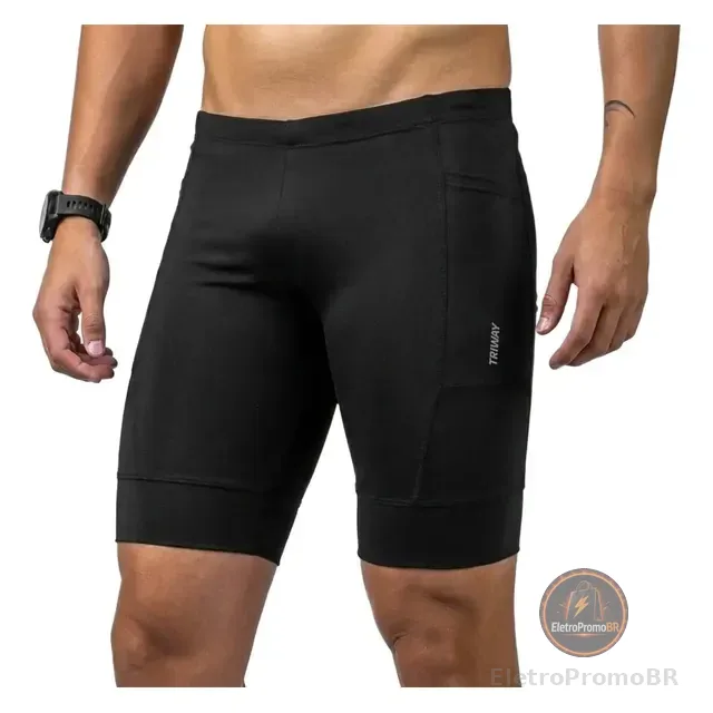 Bermuda De Corrida Masculina Compressão Bolsos Triway Sports