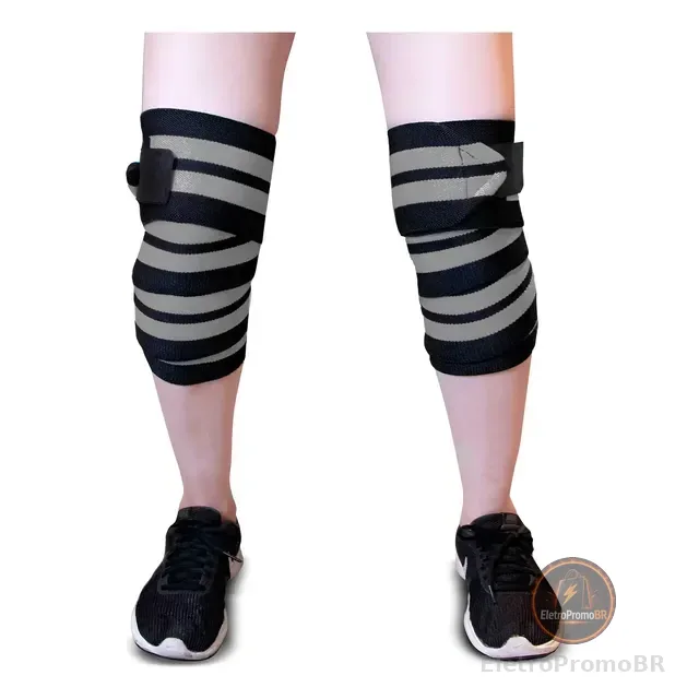 Par Faixas Elastica Para Joelhos Com Velcro Alta Compressão