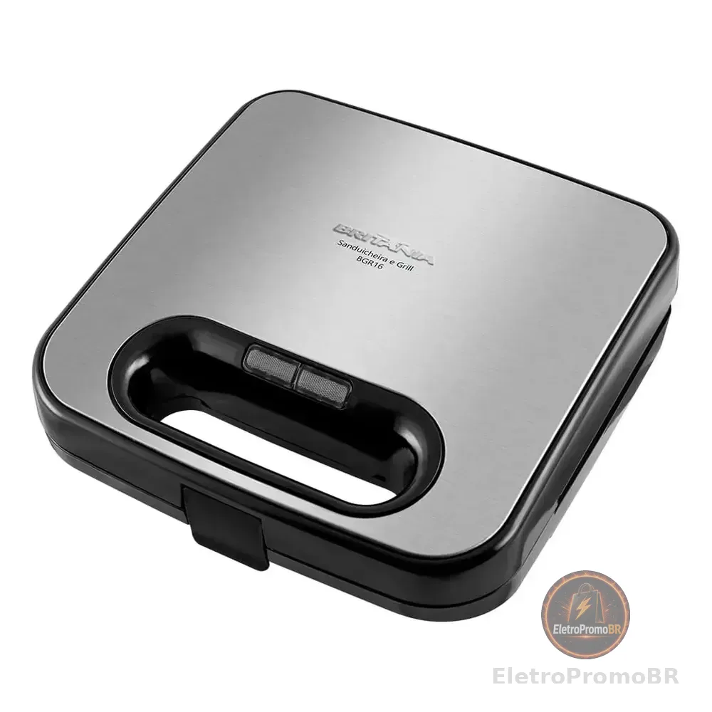 Sanduicheira E Grill Britânia Bgr16 2 Em 1 Redstone 750w Cor Preto Com Prata 127v
