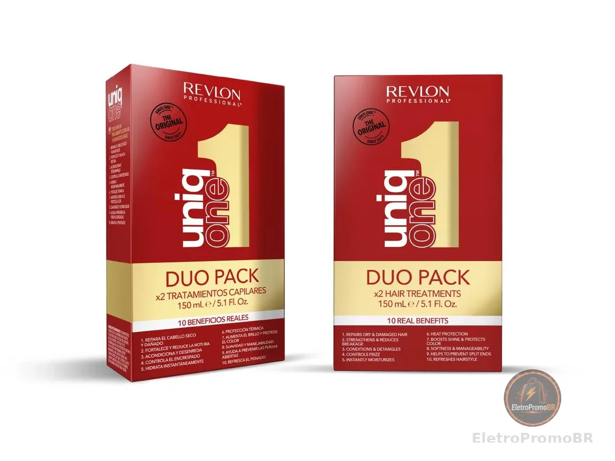Revlon Professional Duopack UniqOne Clássico Tratamento Capilar, 2 Protetores Térmicos 10 em 1 I Hidratação Profunda I Spray Leave-In I Desembaraça os Cabelos Femininos, 2 x 150 ml