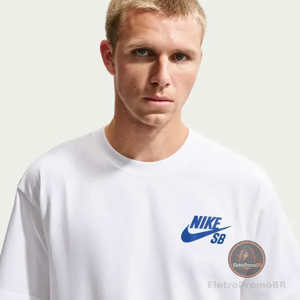 Camiseta Nike Sb Masculina Branco/azul Escuro G