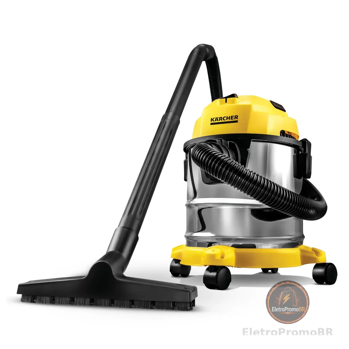 Kärcher Aspirador WDL 1s 3 em 1 - Aspira Pó e Água + Função Soprador com Alcance de 7,5 metros. Potência de 1700W - Tanque Inox