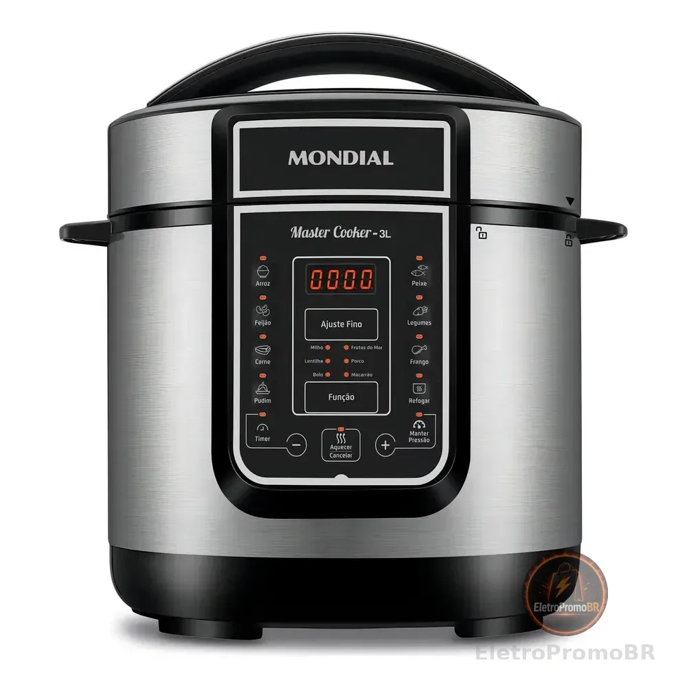 Panela De Pressão Elétrica Digital 3l Mondial 700w - Pe-40 Preto 220v 60 Hz