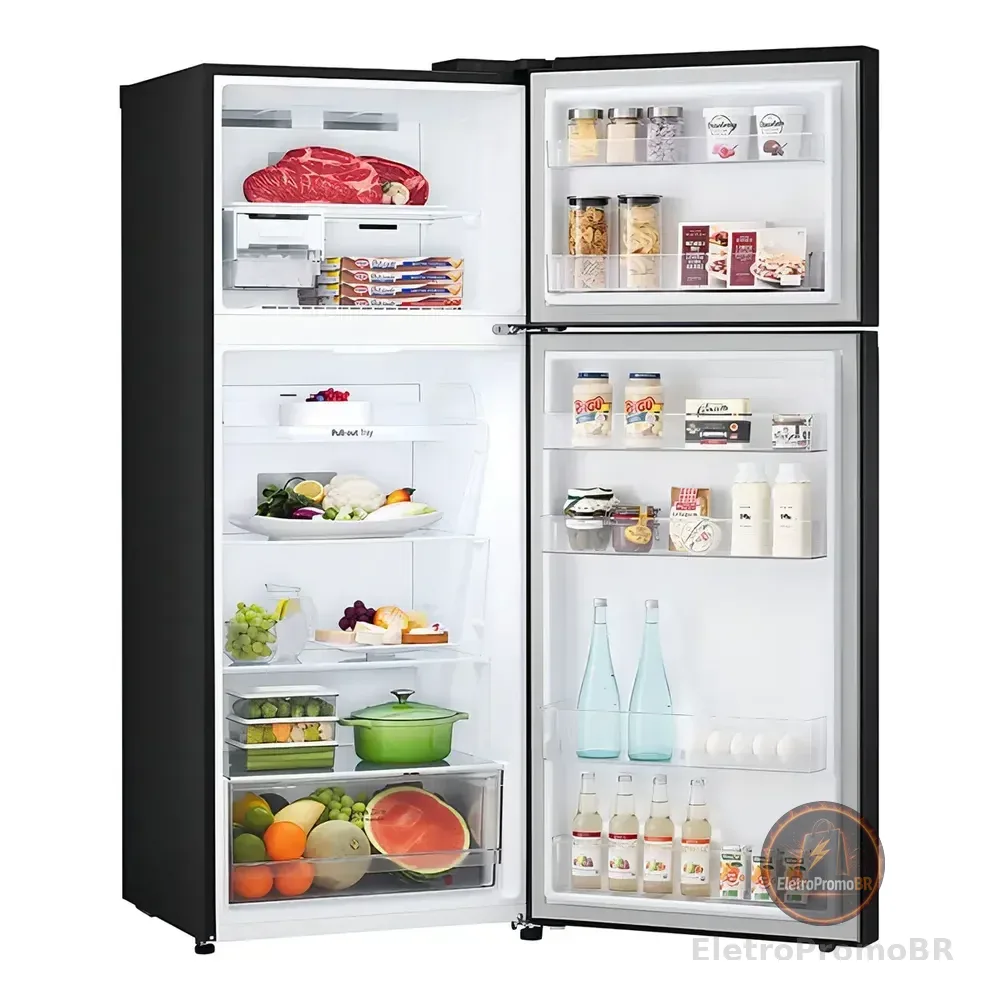 Geladeira LG Frost Free Inverter Black 395l Gn-b392pxg Cor Preto 220v