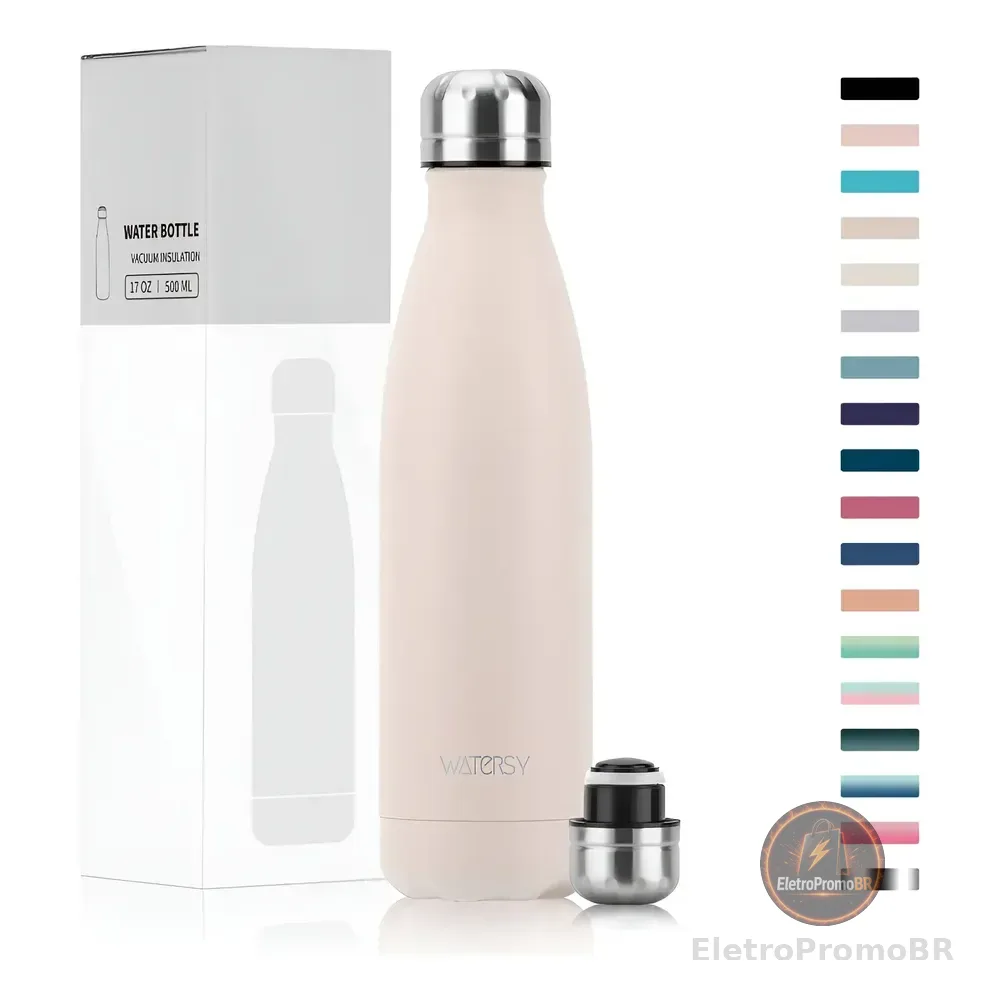 Watersy Garrafa Térmica 500ml Aço Inox Portátil Viagem 1 Uni Pele