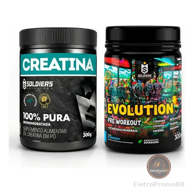Kit: Creatina 300g + Pré-treino Evolution 300g Soldiers Nutr