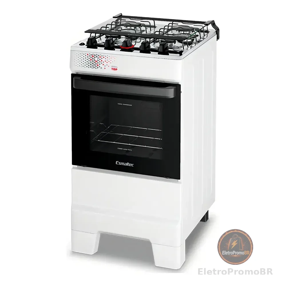 Fogão 4 Bocas Esmaltec Ideal Top Branco Inox T4iab 127/220v