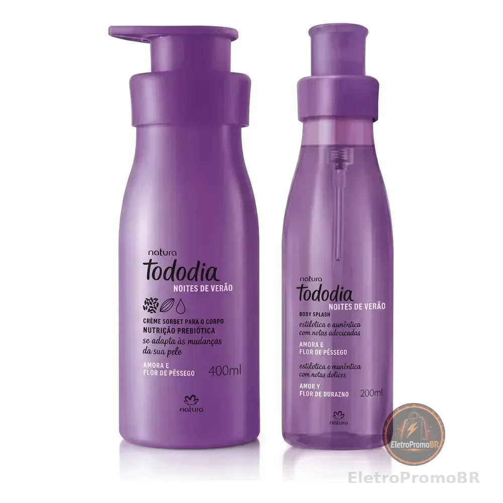 Kit Tododia Amora E Flor De Pêssego: Creme Sorbet Corporal 400ml + Body Splash 200ml