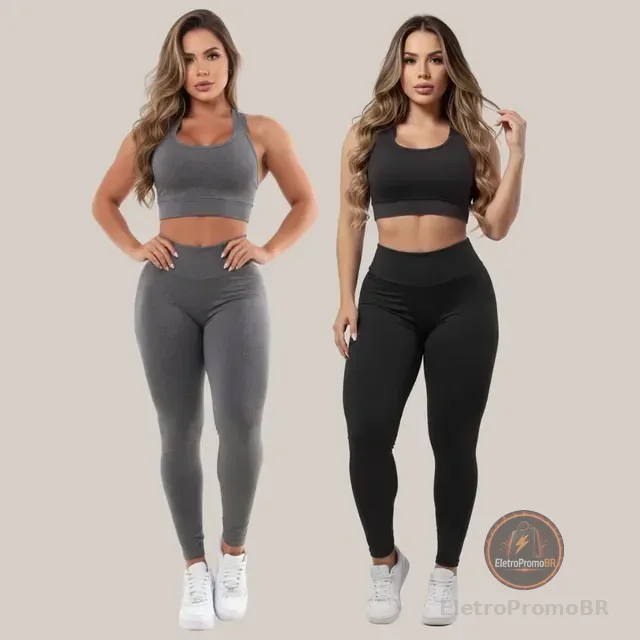 Kit 2 Conjuntos Calça Legging E Top Roupas Para Academia