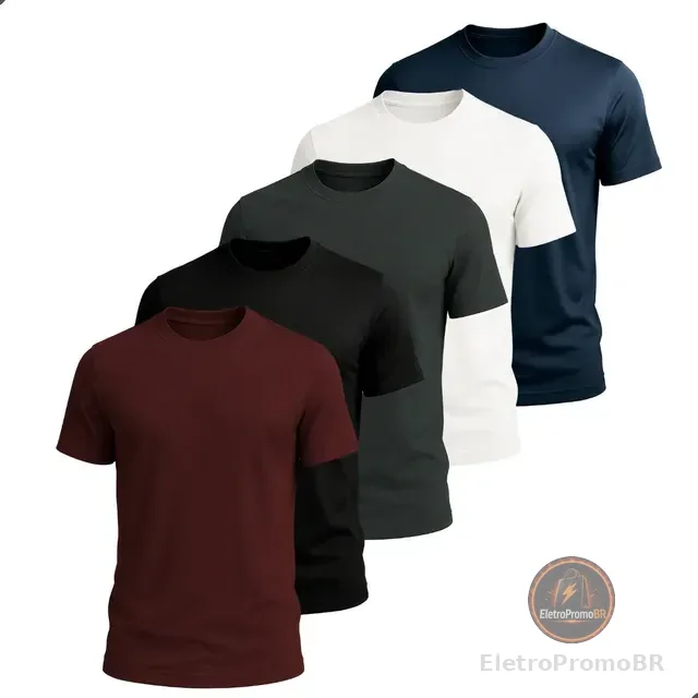 Kit 5 Camisetas Básica Masculina Dry Fit Esporte Treino Lisa