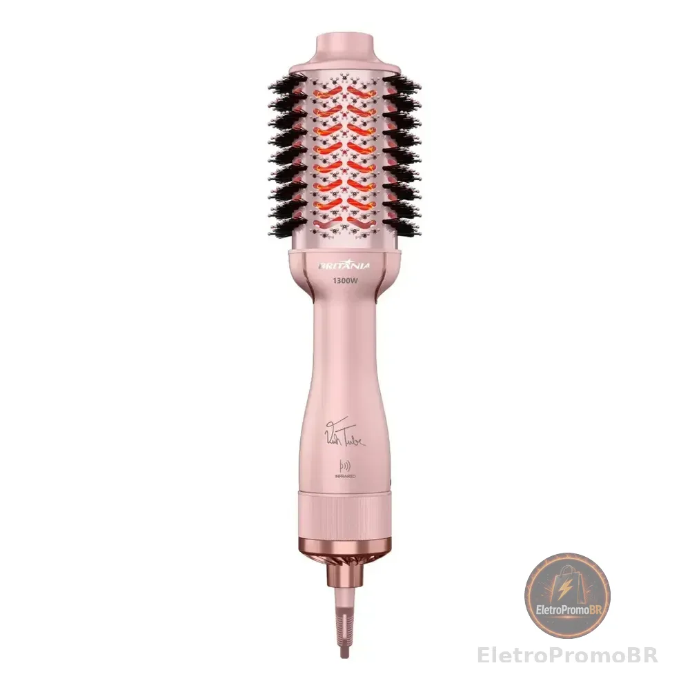 Escova Secadora Britânia Linha Viih Tube Nanocerâmica Bes36 Bivolt Rosa 127/220v