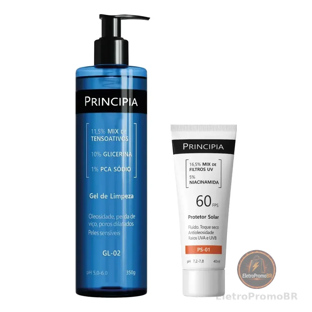 Principia Kit Gel De Limpeza Gl-02 + Protetor Solar Fps 60 Todo Tipo De Pele Dia/noite