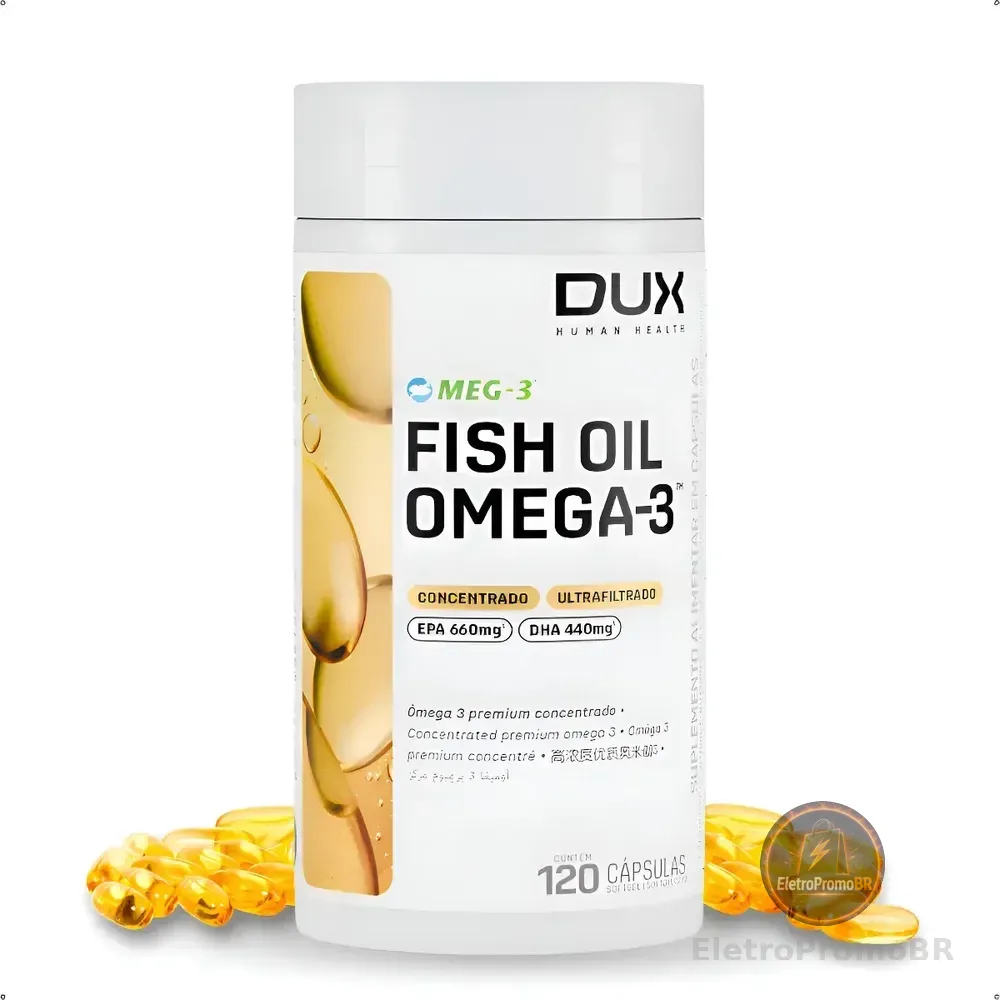 Fish Oil Omega 3 Dux Concentrado 120 Caps Bom Para Memória Sem Sabor