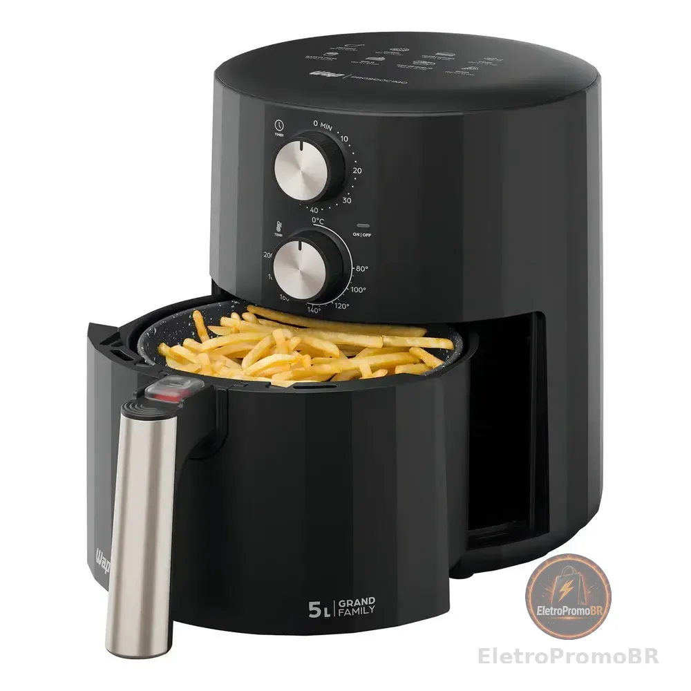 Fritadeira Elétrica Antiaderente Wap Air Fryer Grand Family 5 Litros 1500w Preto/cinza 127v