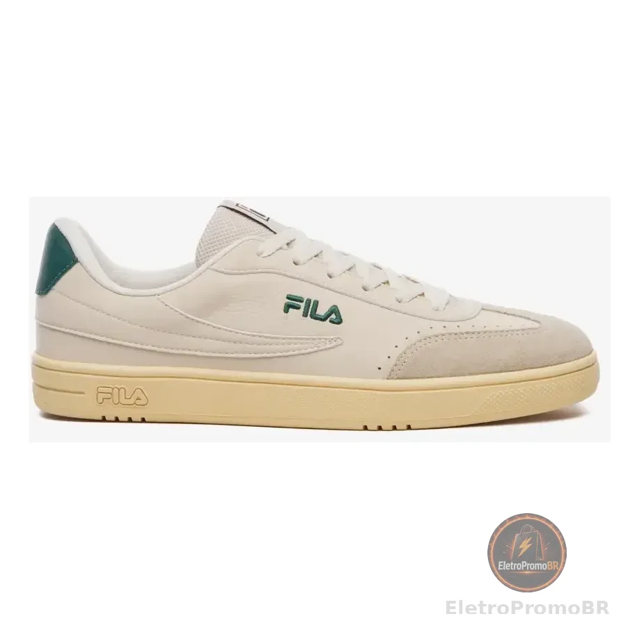 Tênis Masculino Court 80 Fila Bege/verde Escuro Lisa 41 Br