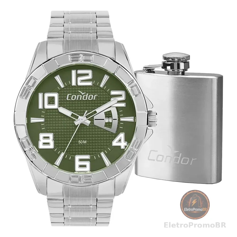 Kit Relógio Condor Masculino Speed Prata - Co2117aw/k4v Prata Verde Prateado