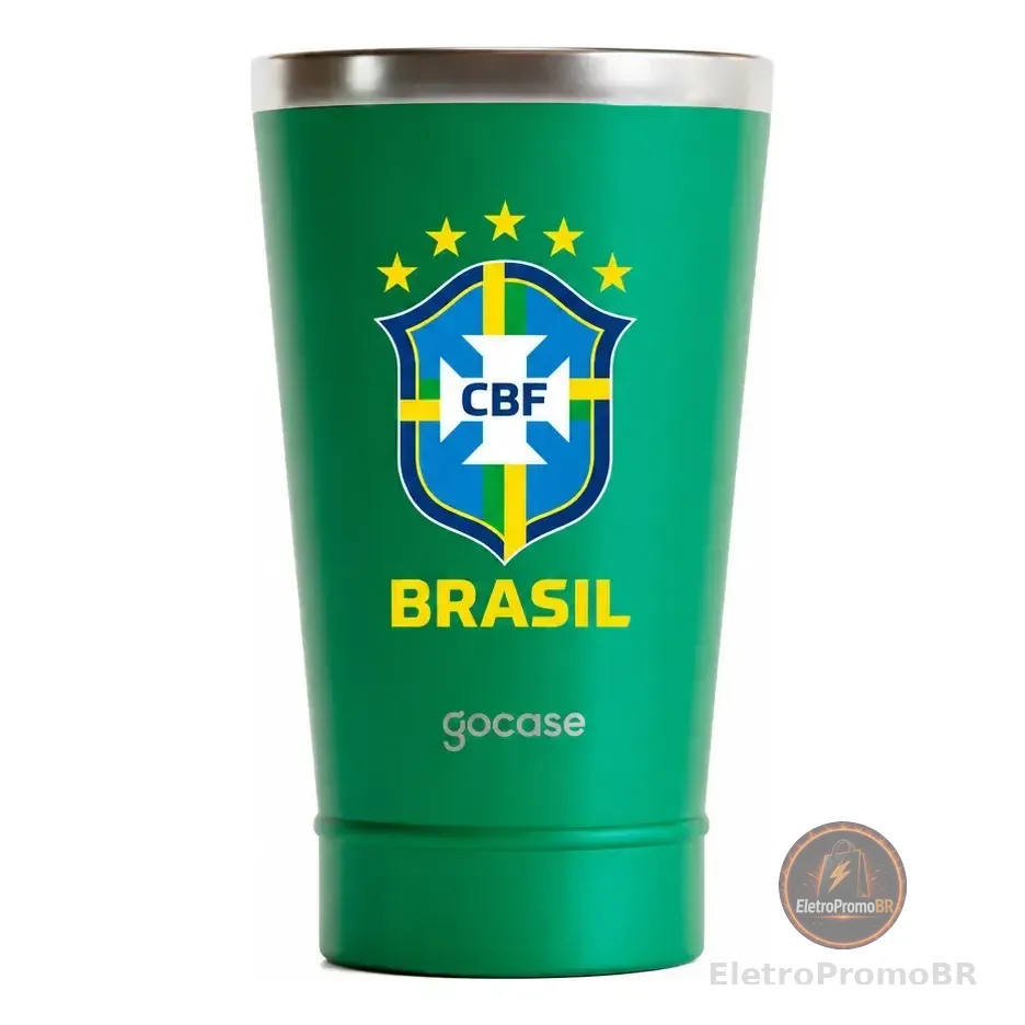 Copo Térmico Gocase Copa Mundo Brasil Cbf Inox Verde 470ml Verde Brasil / Cbf
