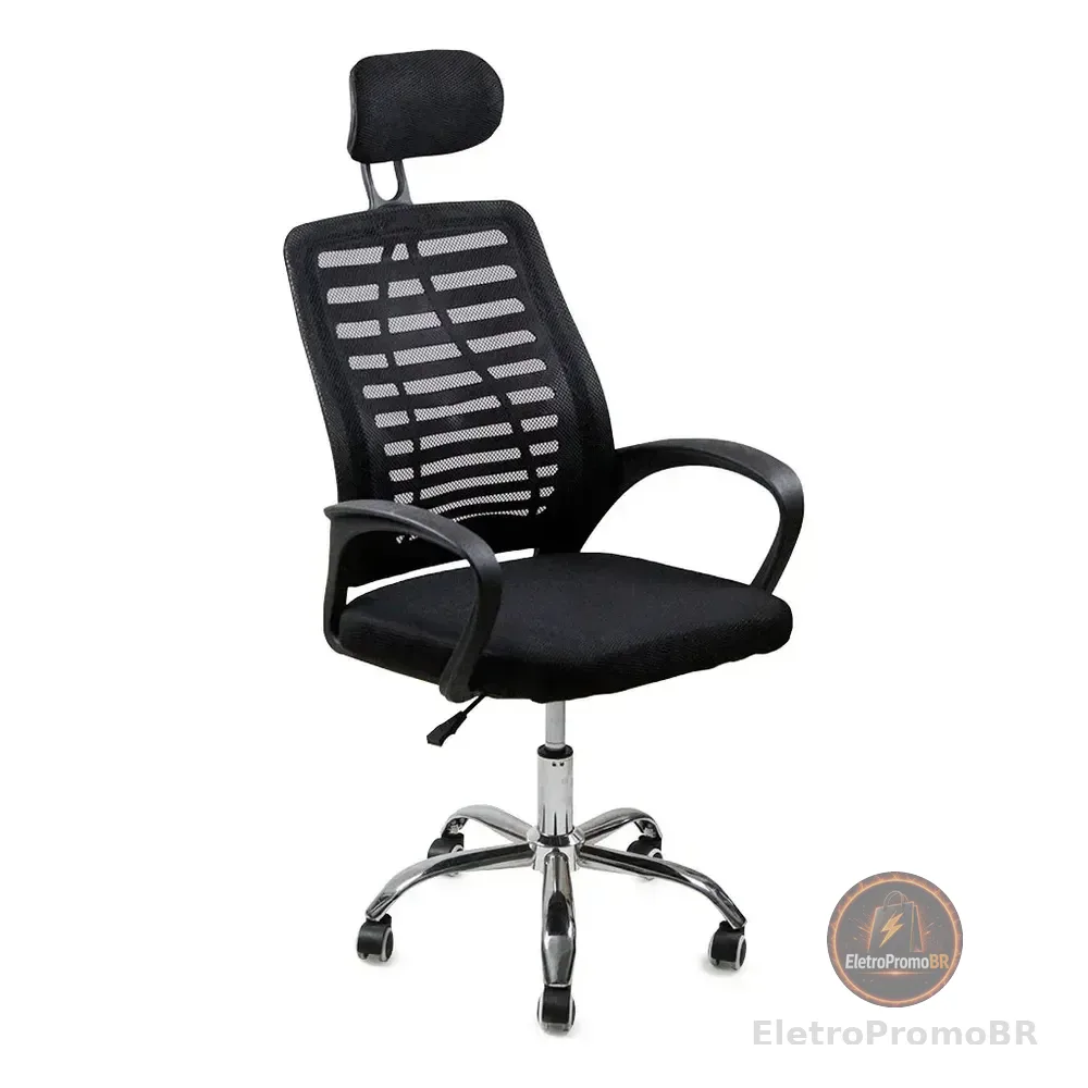 Cadeira De Escritório Oficial Webshop Diretor Mesh Dir360 Ergonômica Preta Com Estofado De Malha Preto
