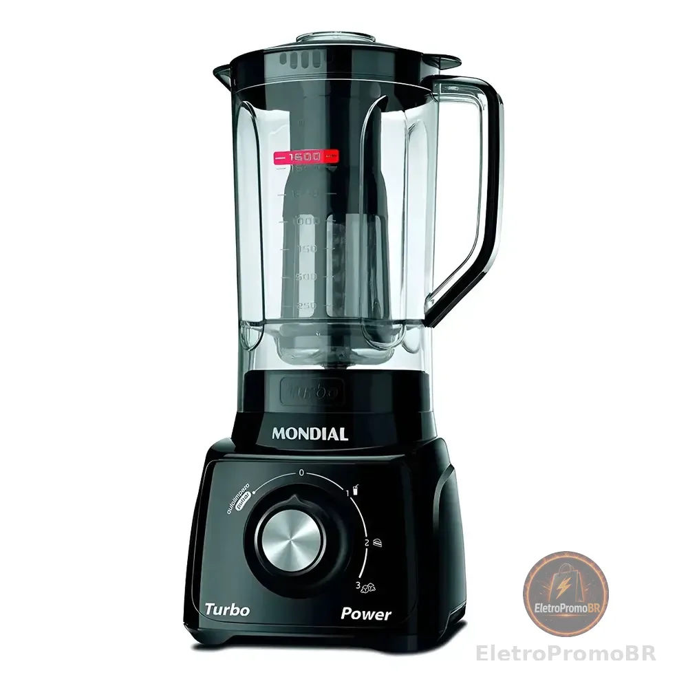 Liquidificador Turbo Power L-99 Fb Copo San Cristal Mondial Preto 127v
