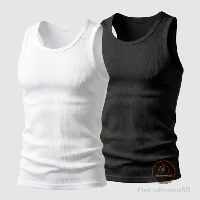 Kit 2 Regata Masculina Verão Treino Canelada Americana Slim