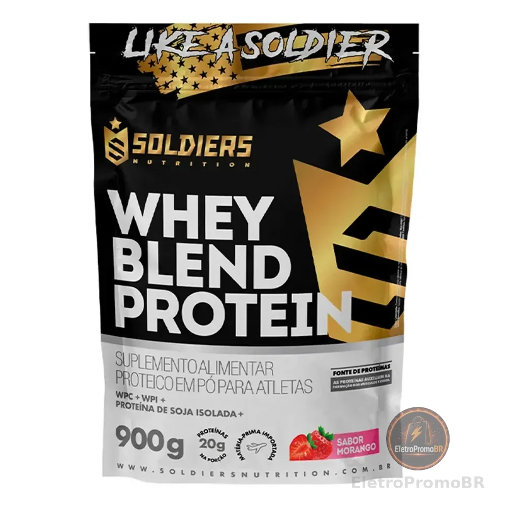 Whey Blend Protein Concentrado E Isolado 900g Sabor Morango Soldiers Nutrition