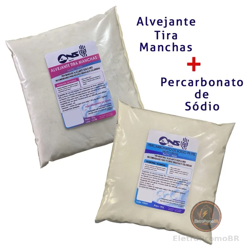 Tira manchas alvejante 1kg + Percarbonato de sódio 1kg