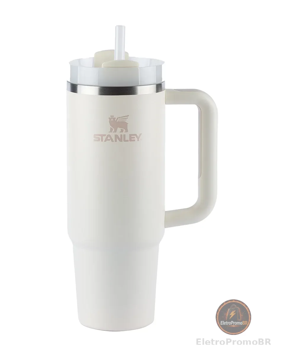 Stanley - Quencher H2.0 FlowState 1,18L - Copo de aço inoxidável com isolamento a vácuo, tampa e canudo, para água, chá gelado, café, smoothies e muito mais, Cream