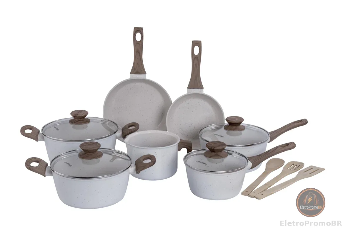 Mimo Style, Conjunto de Panelas com 10 Peças Indução Style Cook Marmol Bambu