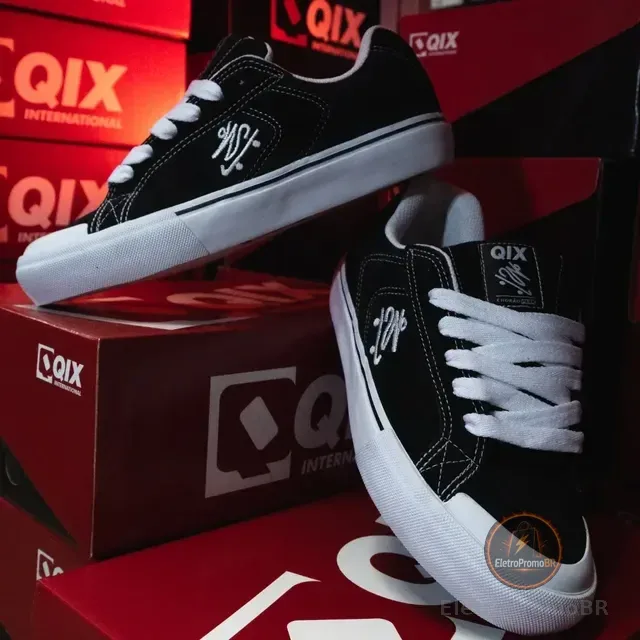 Tênis Qix Skate Chorão Park Preto Branco Unissex
