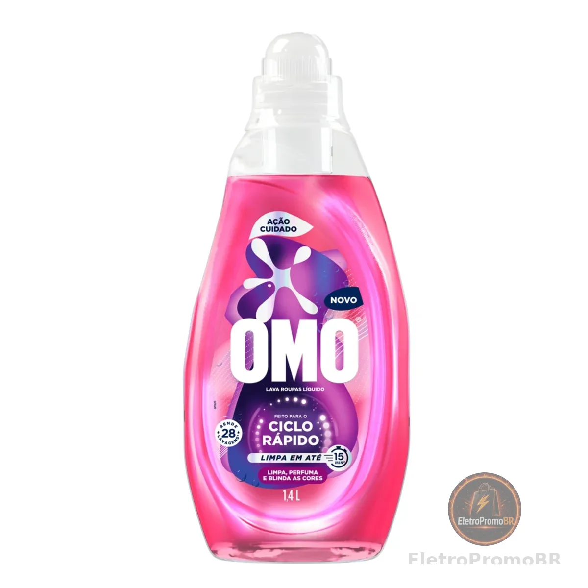 Lava-Roupas Líquido Omo Ciclo Rápido Ação Cuidado Frasco 1,4l