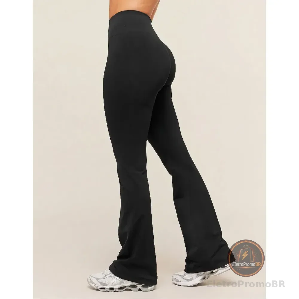 Calça Legging Leg Flare Zero Transparência Grossa Academia Preto G