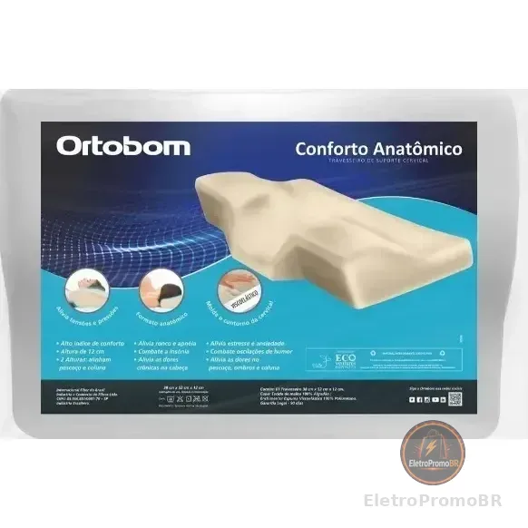 Travesseiro Nasa Anatômico Ortobom De Suporte Cervical Branco