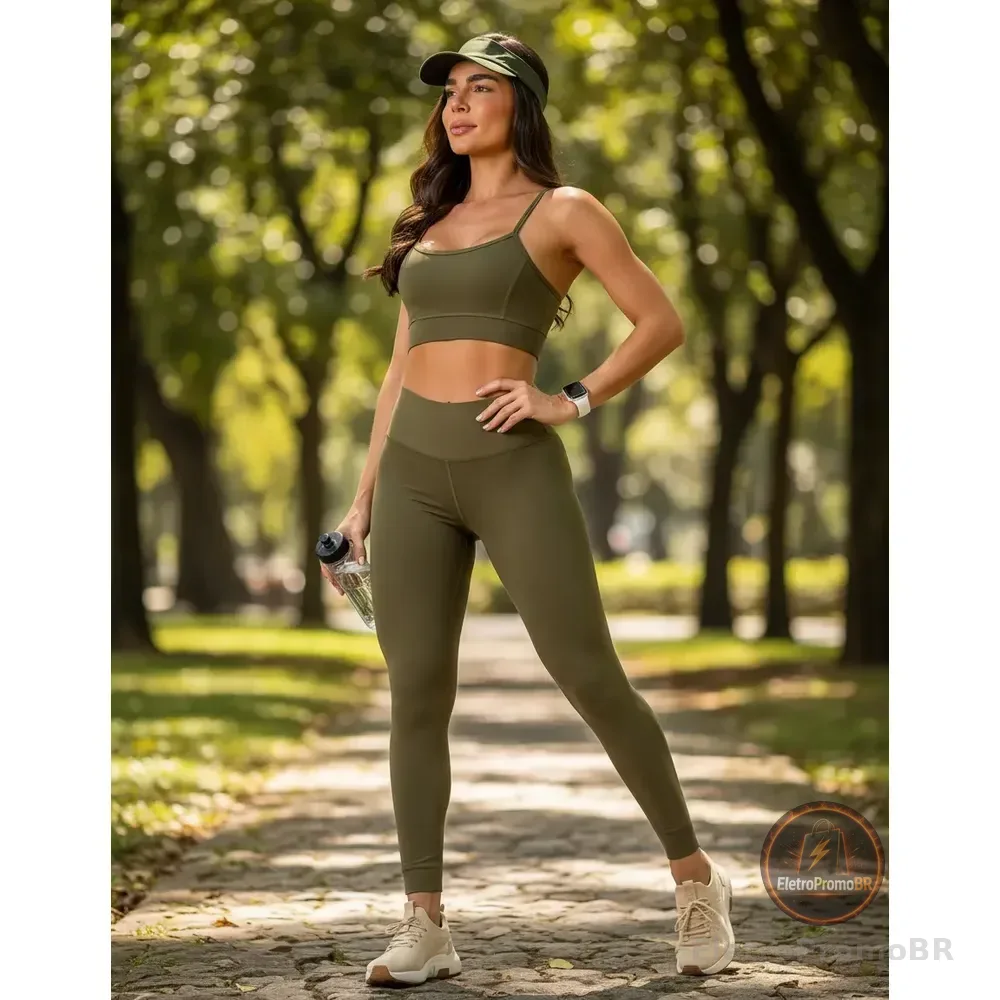Conjunto Poliamida Blackout Zero Transparência Legging + Top Verde P