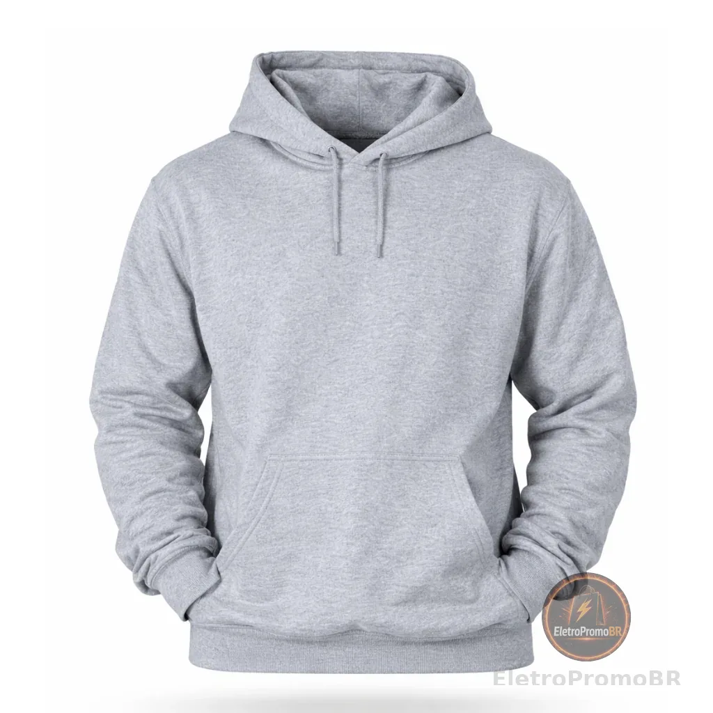 Blusa Moletom Liso Algodão Unissex Blusa de Frio Canguru Flanelado