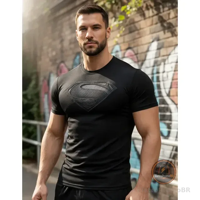 Camisa Slim Compressão Camiseta Super Man Proteção Uv50 Dryf
