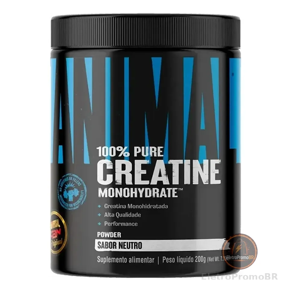 Creatina Em Pó Monohidratada Universal Nutrition Animal 200g Pura Sem Sabor Neutro