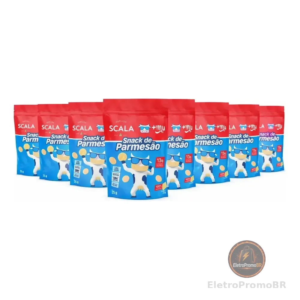 Snack Proteico Parmesão Scala 13g De Proteína 8 Unidades +mu Parmesão