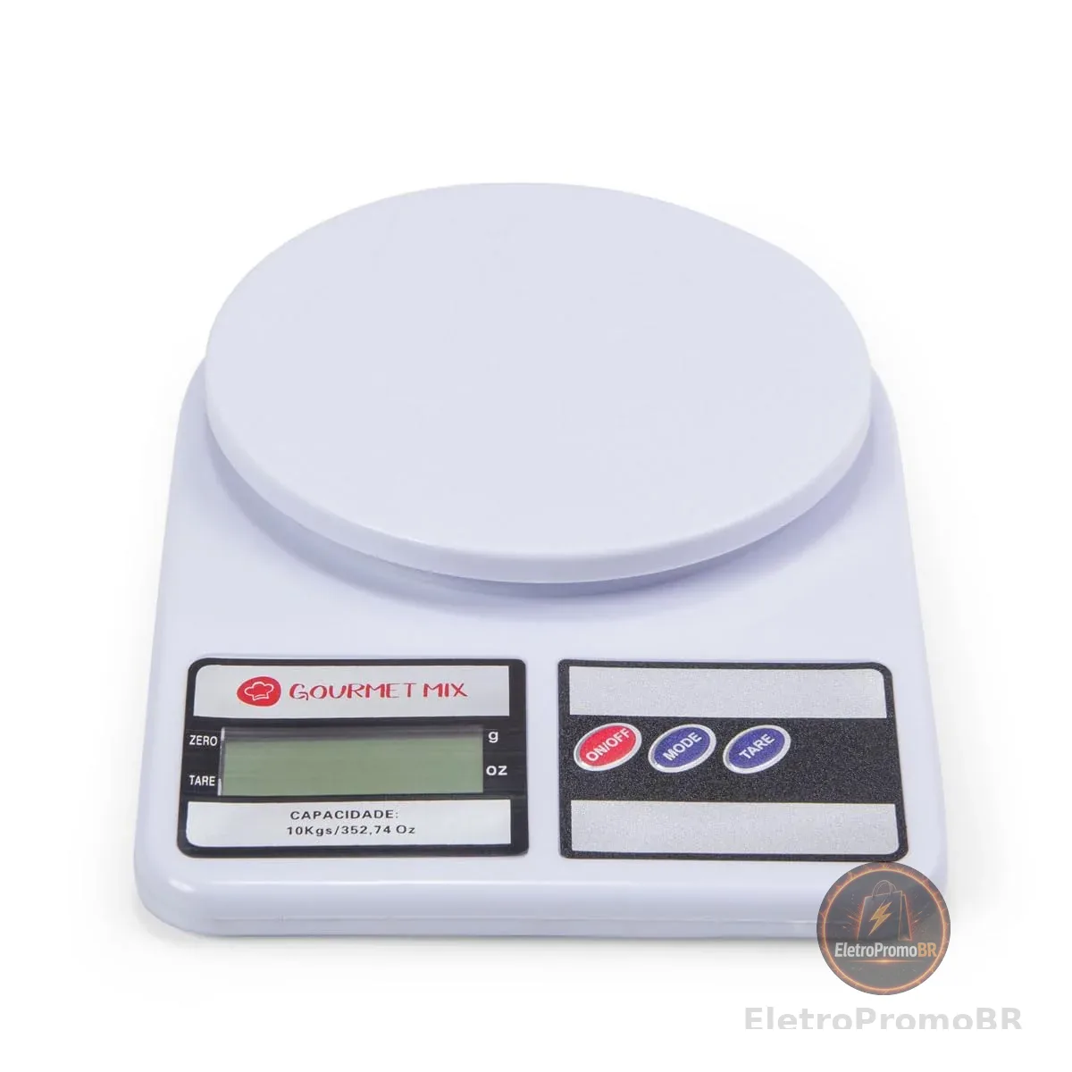 Gourmet Mix Balança de Cozinha Digital de Precisão até 10Kg Compacta em Polipropileno para Receitas Doces e Salgadas, Artesanato, Delivery e Laboratórios