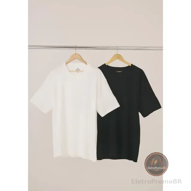 Kit Com 2 Camisetas Masculinas Básicas Relaxed Hering Adulto