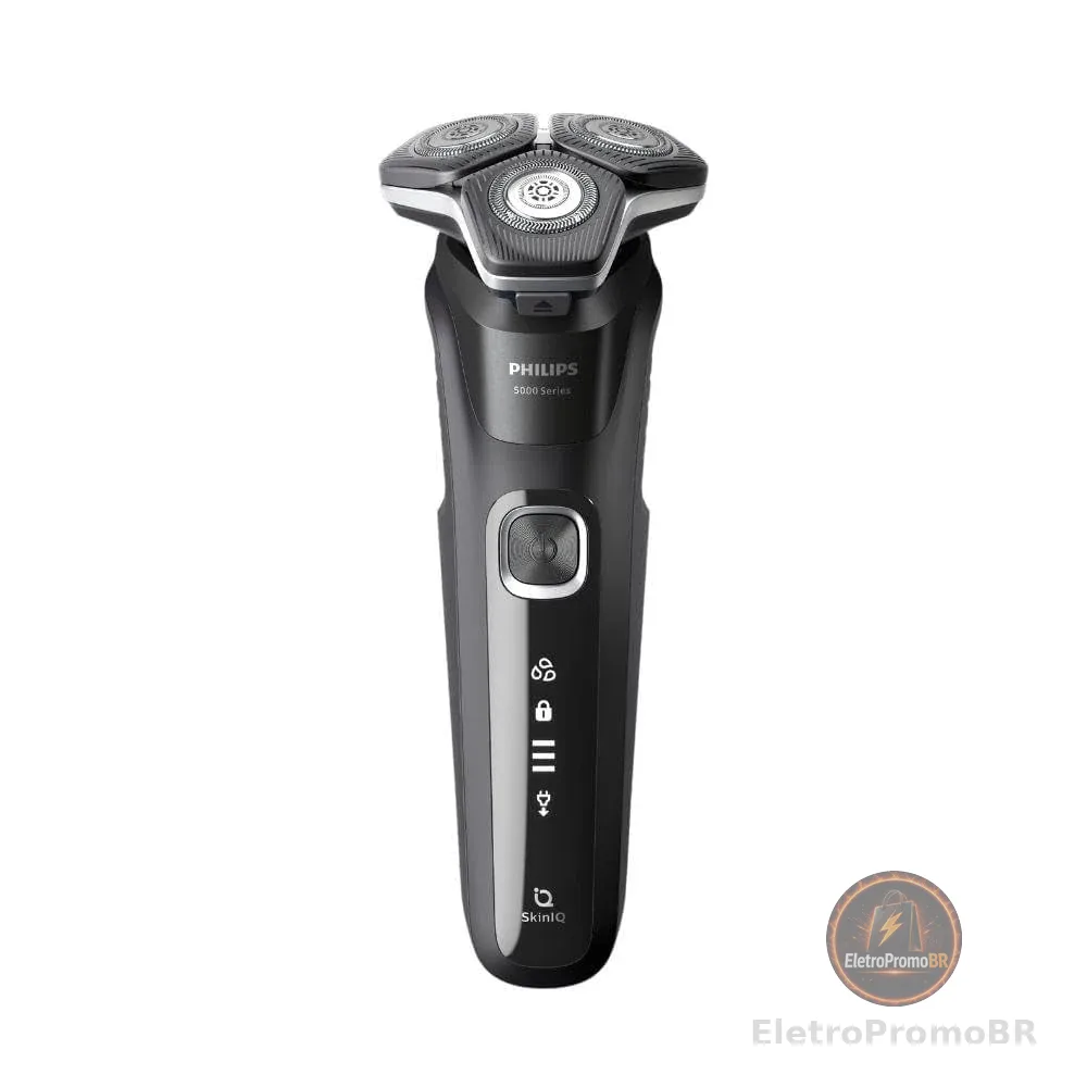 Barbeador Elétrico Masculino Philips SkinIQ S5898/17 Uso Seco e Molhado, Cabeças flexíveis 360-D, com Aparador de 5 alturas, Carregamento Rápido - Bivolt
