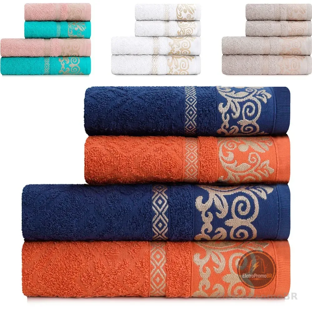 Kit 4 Toalhas Banhão e Rosto Açores 100% Algodão Marcotex