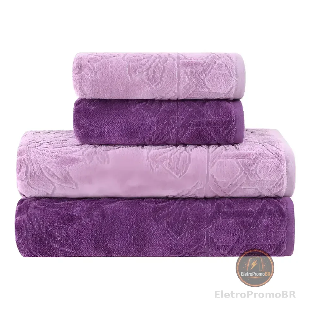 Jogo De Toalhas Banho Village Com 4 Peças Lilás E Roxo Buddemeyer