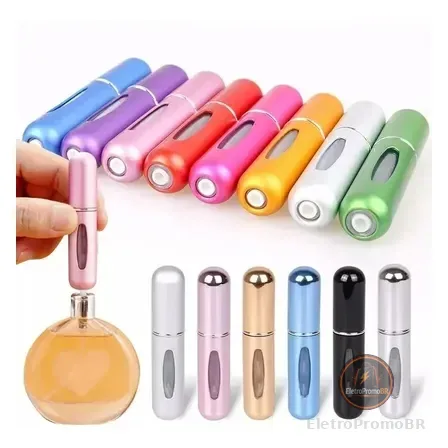 5 Mini Frasco Porta Perfume Recarregável Spray Bolsa Viagem Portátil 5ml Refil Borrifador