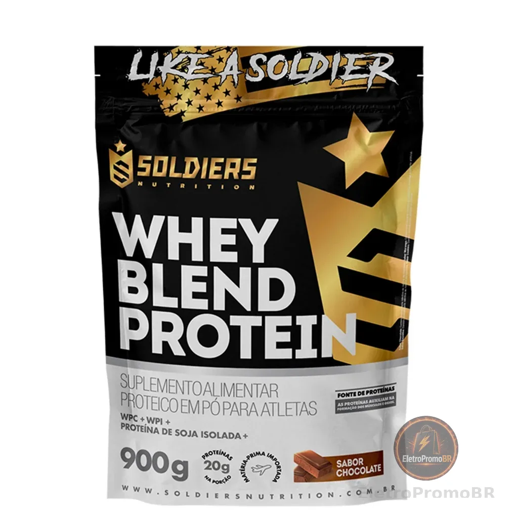 Whey Blend Protein Concentrado e Isolado 900g Soldiers Nutrition Suplemento Proteína Muscular Recuperação