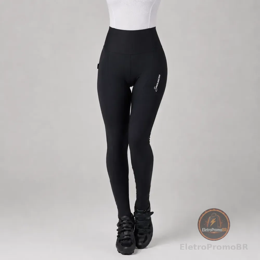Calça Ciclismo Feminina Savancini Elite Poliamida Gel Preto Lisa G