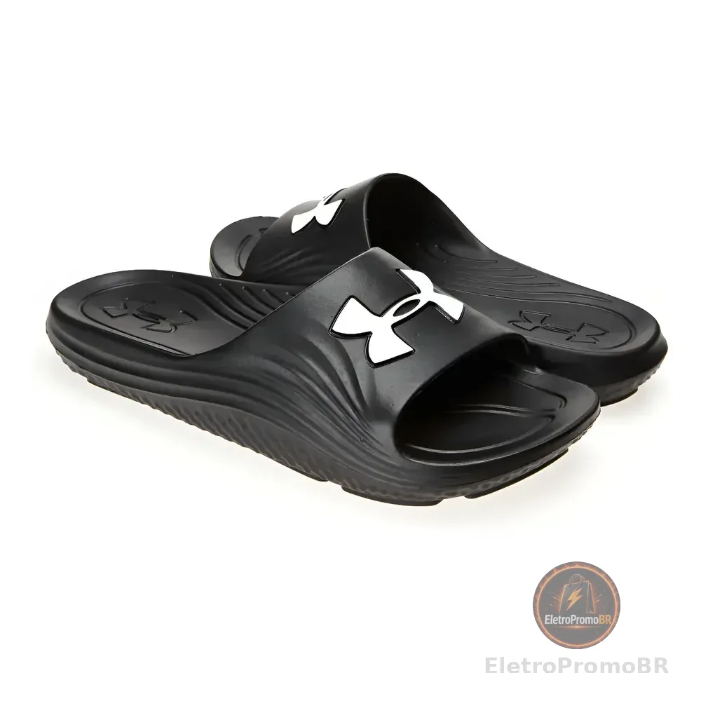 Chinelo Masculino E Feminino Core 2 Under Armour Liso Black/black/white 41/42