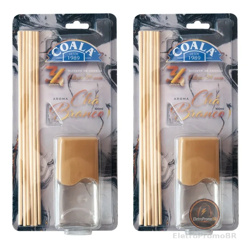 Kit 2 Coala Difusor de Aromas e Ambientes Chá Branco 100ML - Com Varetas - Perfumado