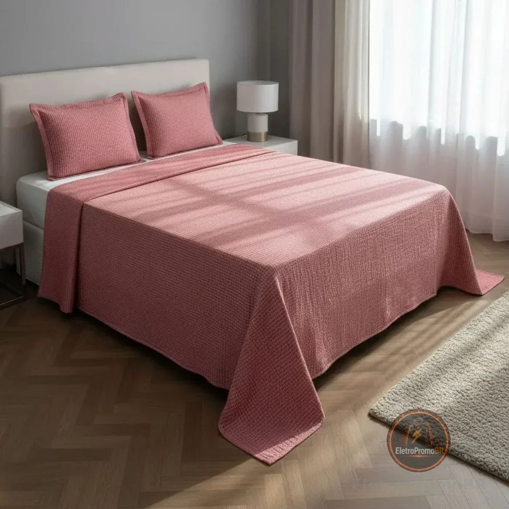 Kit 3 Peças Colcha Cobre Leito Queen Bouti Piquet Premium
