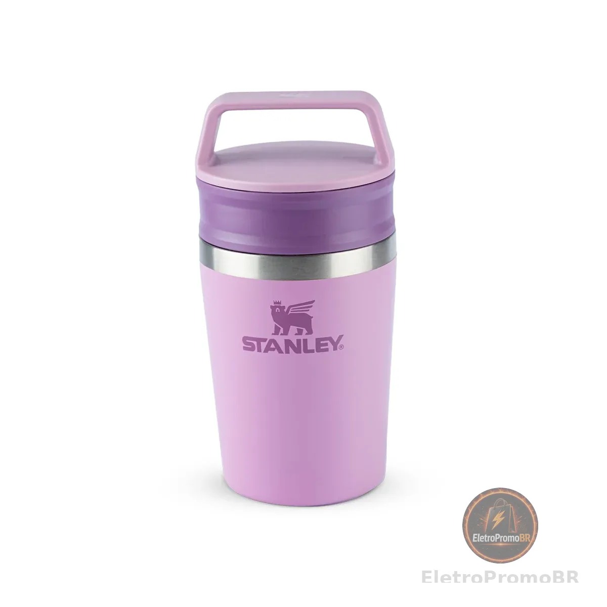 Stanley - Copo de Café Térmico, Caneca de Viagem Café Go com Tampa de Duas Partes Para Beber e Alça de Transporte, Garrafa Térmica de Aço Inoxidável, 236 ml, Lilac