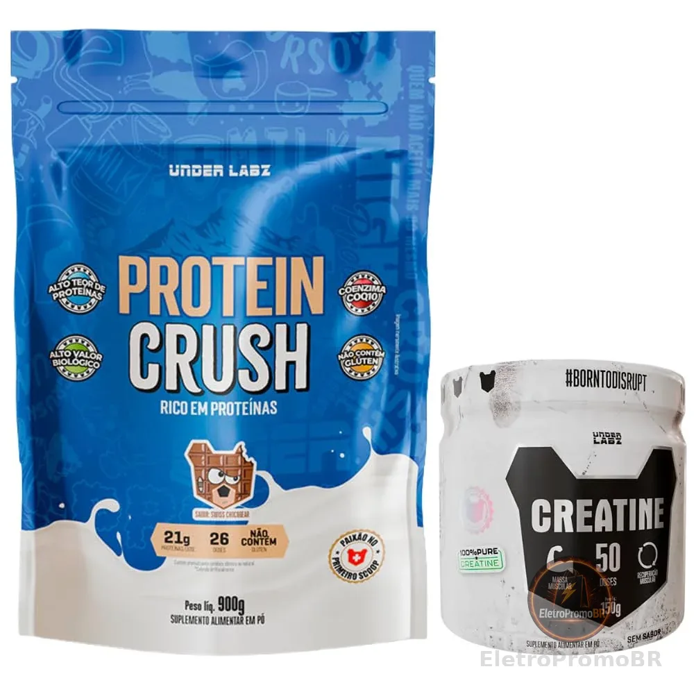 Combo Under Labz - Whey Protein Crush Refil 900g - Sabor Chocolate + Creatina 150g
